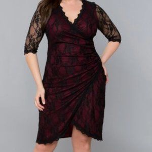 Kiyonna Gigi Lace Faux Wrap Dress, Size 1 (14-16)